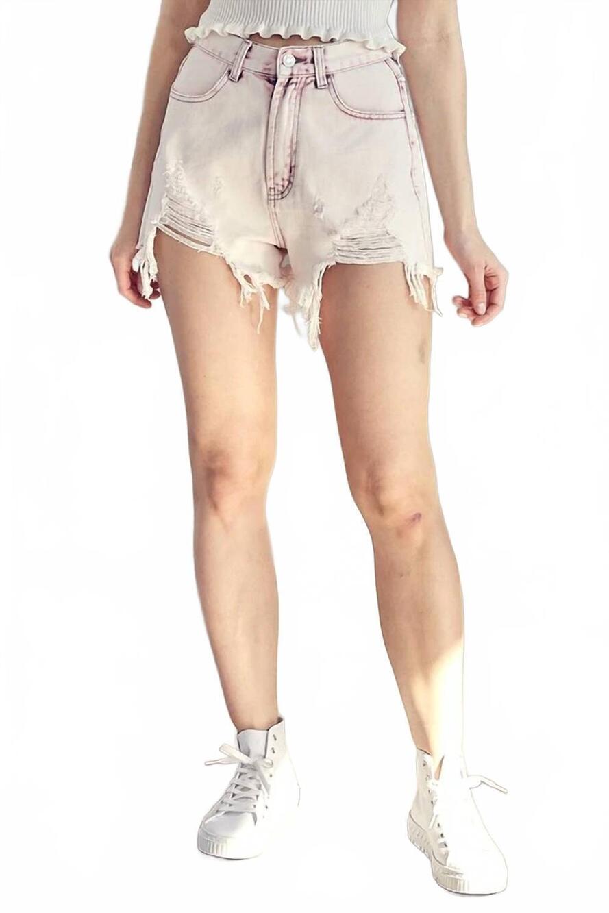 NEW IDEM DITTO distressed hem denim shorts in acid wash